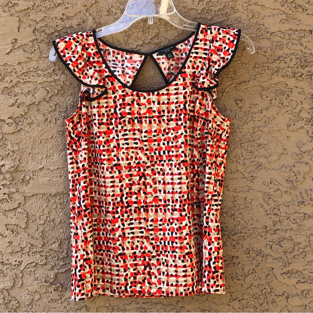 Ann Taylor Cut Out Back Ruffle Sleeve Blouse, 0P